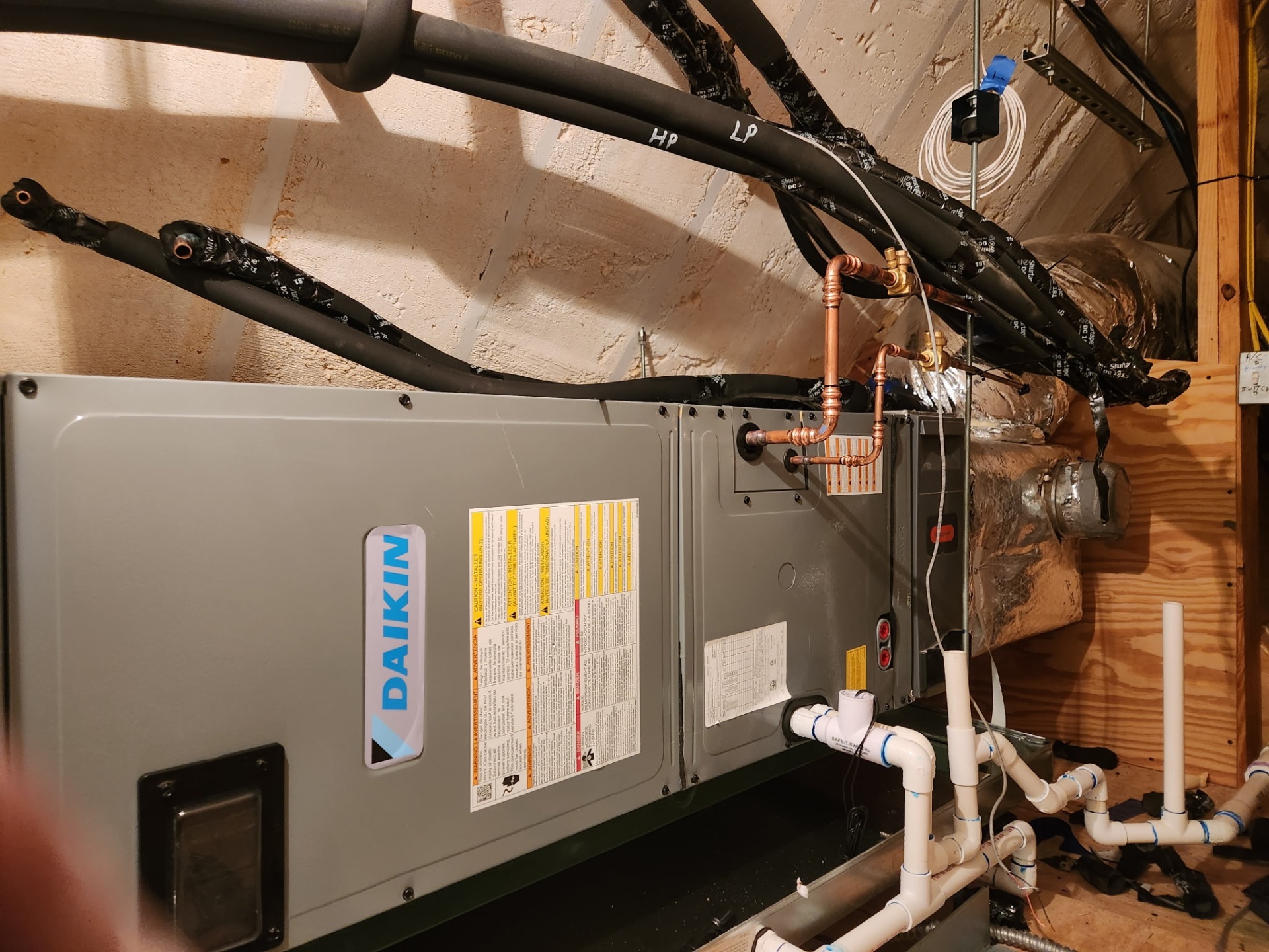 Daikin air handler with copper line set