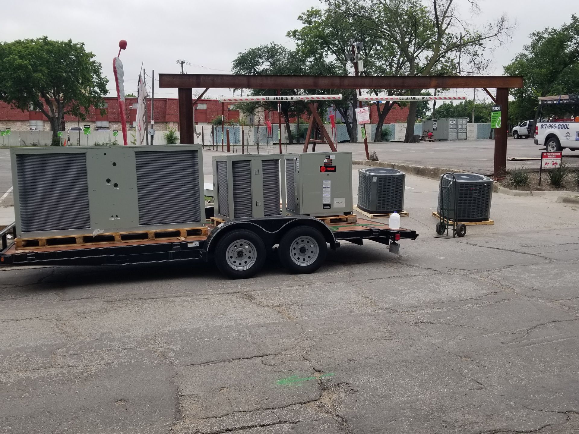 HVAC equipment delivery on jobsite